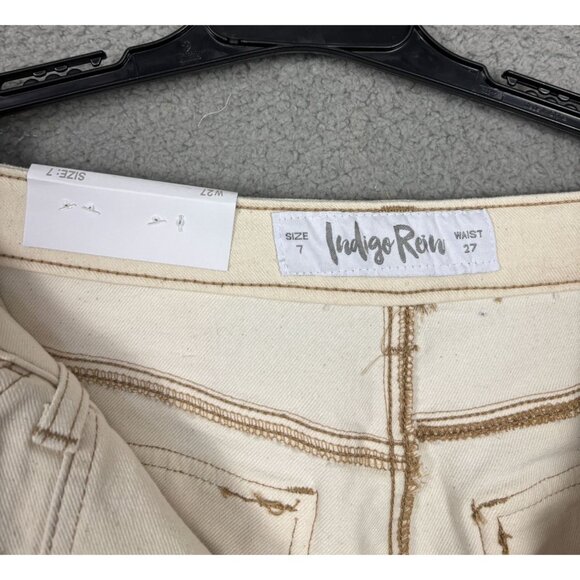 Indigo Rein Juniors' Women's Beige Baggy Denim Jeans Straight Leg Crop 7 NWT's - Picture 6 of 8